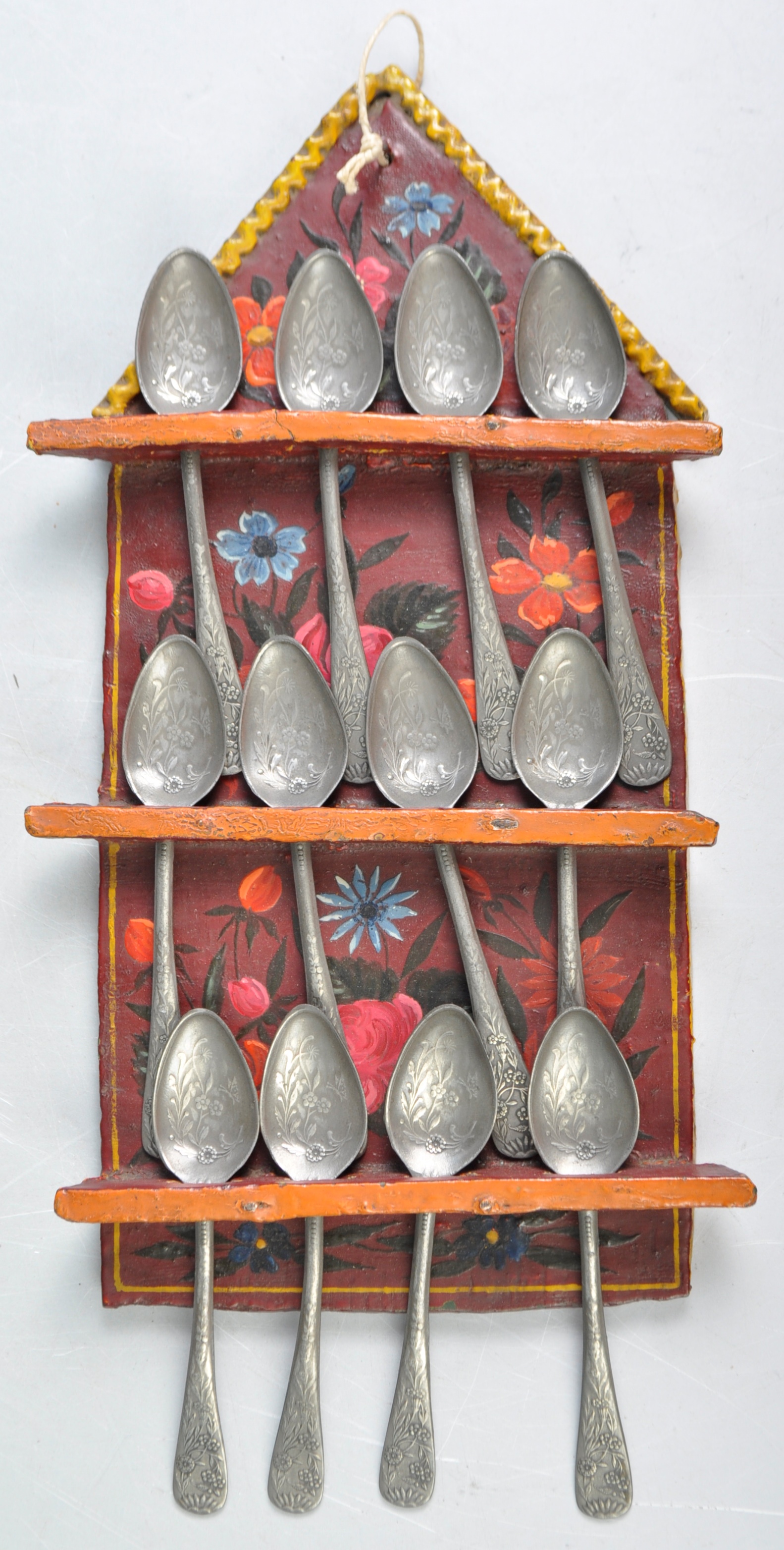 ANTIQUE 19TH CENTURY DUTCH PAINTED SPOON RACK