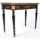 STUNNING 19TH CENTURY FRENCH BOULLE WORK SWIVEL TOP CARD TABLE