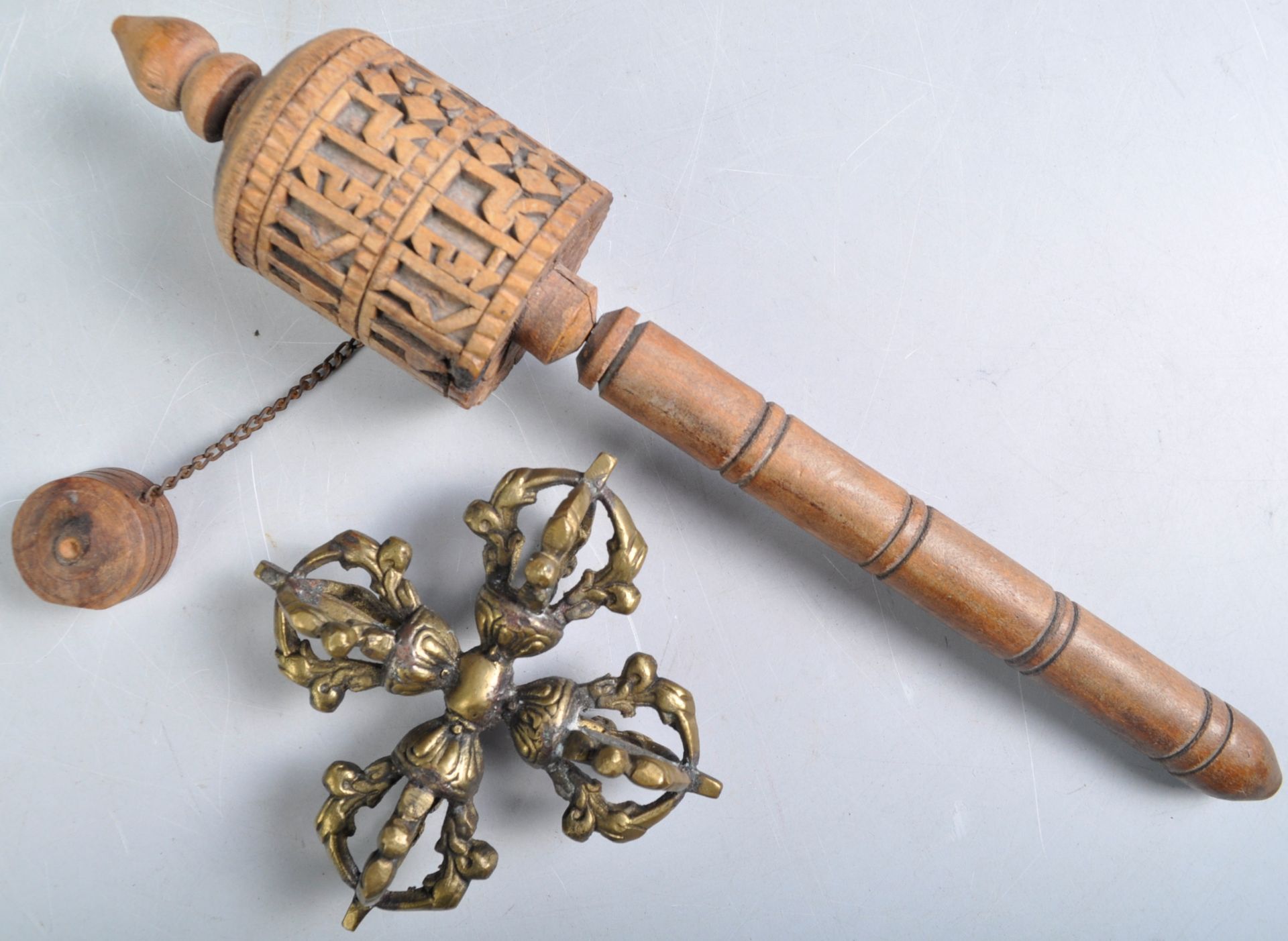 TWO EARLY 20TH CENTURY TIBETAN BUDDHIST PRAYER ITEMS