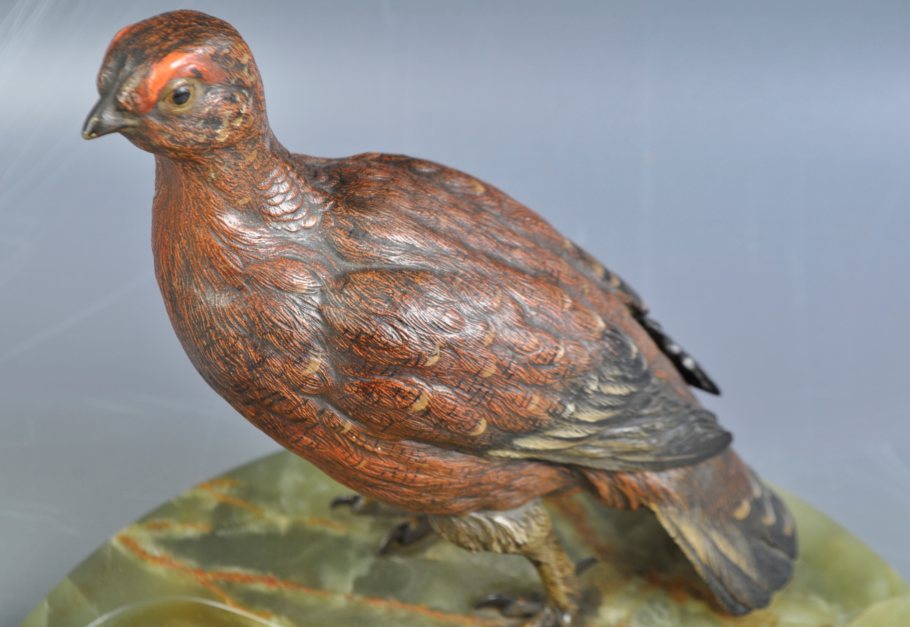 19TH CENTURY ANTIQUE COLD PAINTED BRONZE BIRD INKWELL - Image 2 of 5