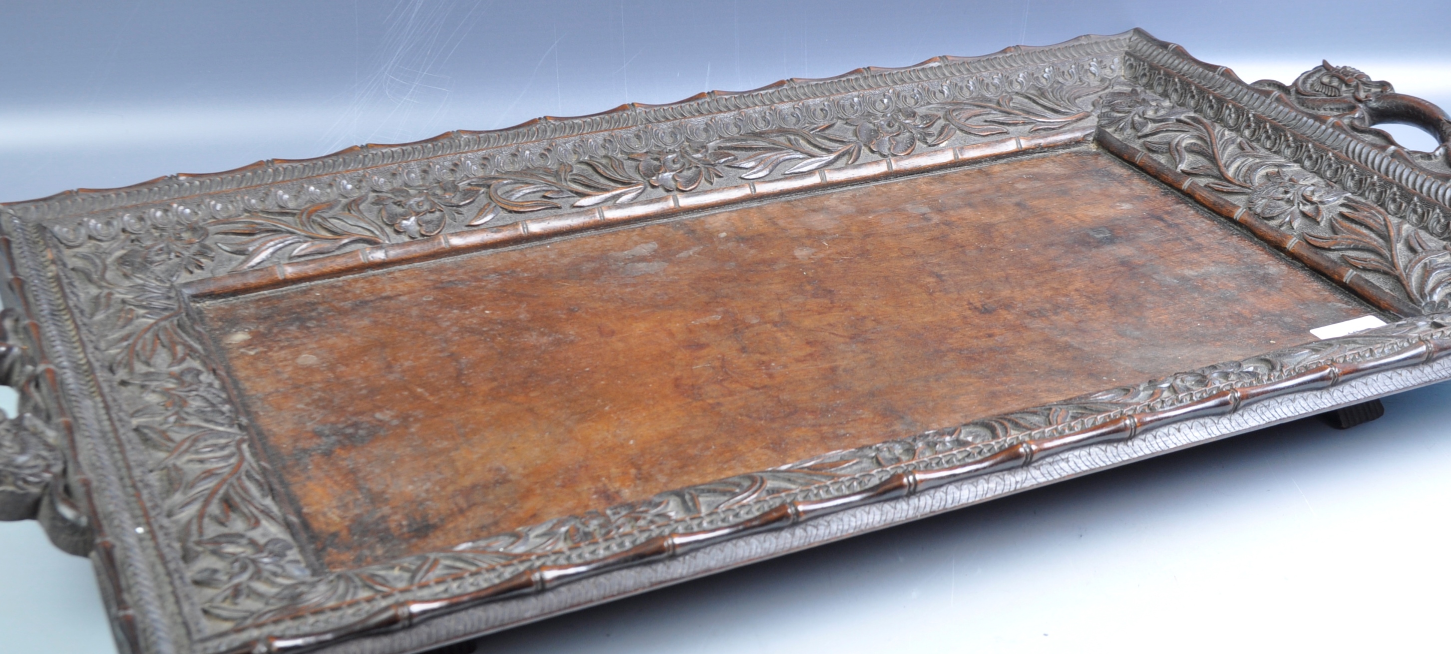 18TH CENTURY CHINESE CARVED HARDWOOD SERVING TRAY - Image 7 of 7