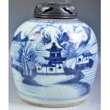 ANTIQUE CHINESE PROVINCIAL BLUE AND WHITE GINGER JAR