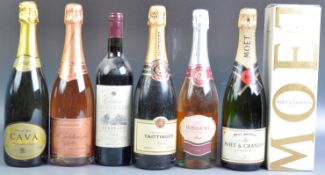 BOTTLES OF ASSORTED MOET, TAITTINGER & OTHER CHAMPAGNE