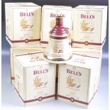 SET OF FIVE BELLS WHISKY 1997 CHRISTMAS DECANTERS