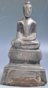 CHINESE BURMESE ANTIQUE SILVER OVERLAID FIGURINE OF BUDDHA