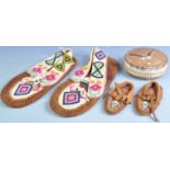 COLLECTION OF WOODLAND BEADED MOCCASINS AND OTHERS
