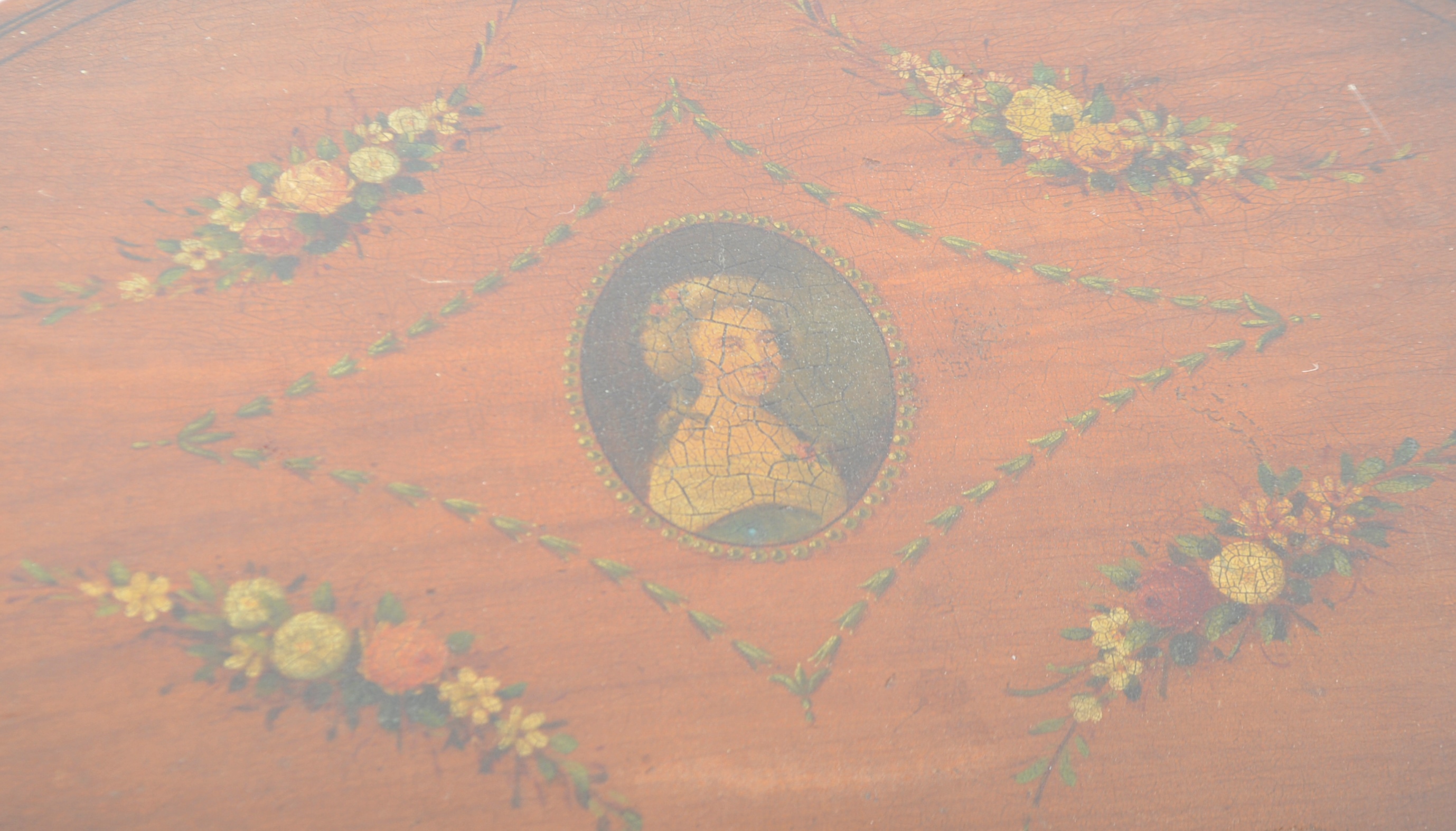 18TH CENTURY SHERATON PERIOD PAINTED MAHOGANY SEWING TABLE - Image 3 of 5