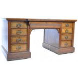 ANTIQUE 19TH CENTURY VICTORIAN WALNUT TWIN PEDESTAL DESK