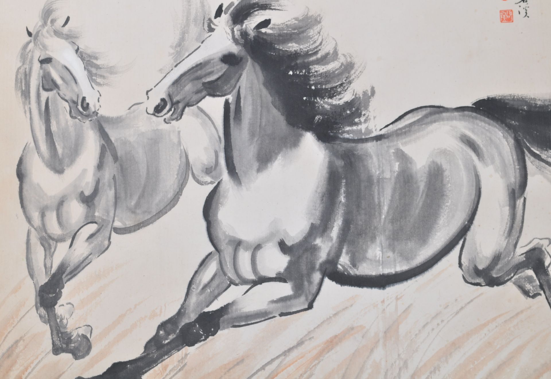 XU BEIHONG (1895-1953) INK ON PAPER OF HORSES RACING - Bild 3 aus 5