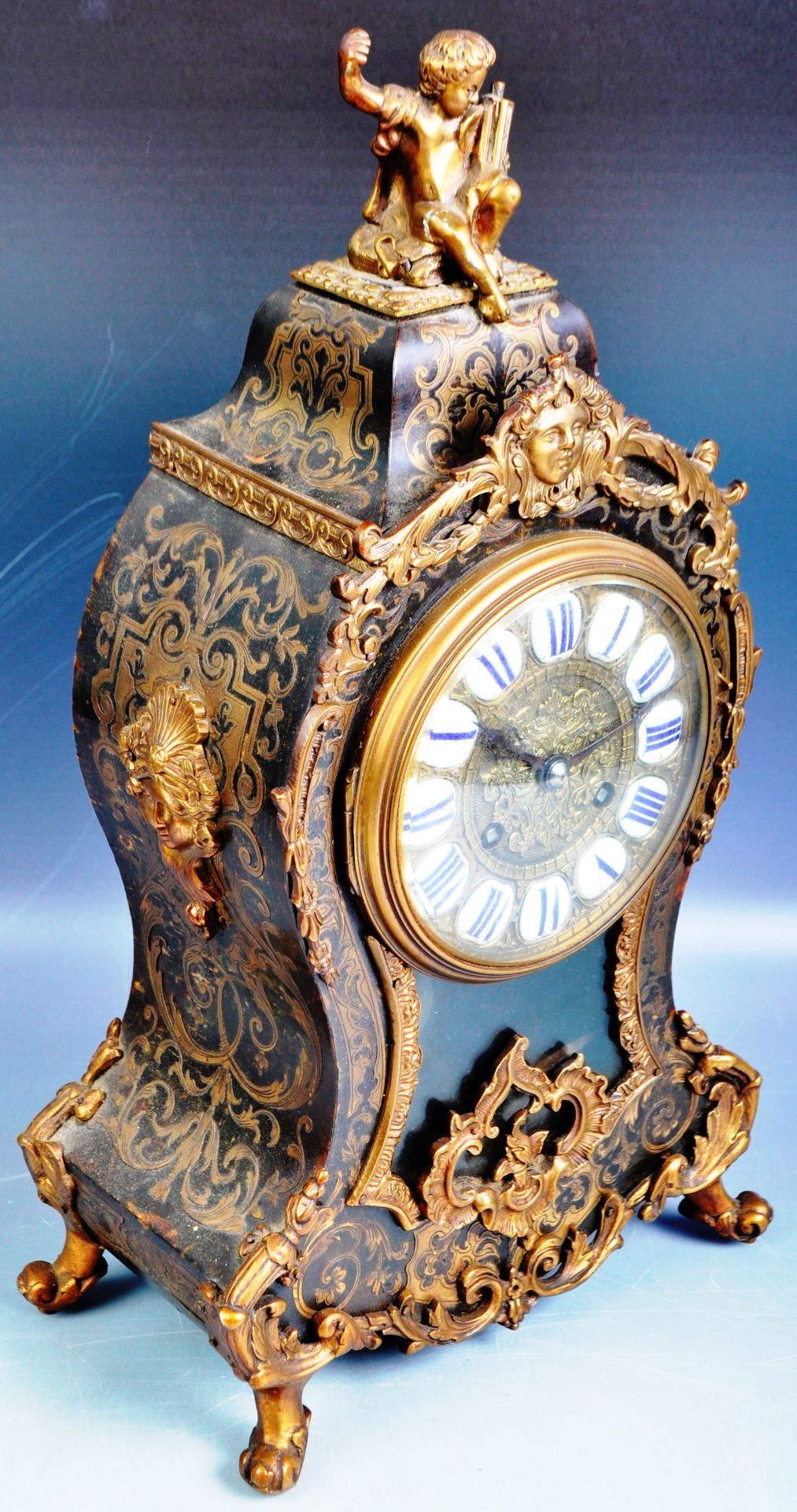 STRIKING FRENCH 19TH CENTURY BOULLE WORK TABLE CLOCK - Image 5 of 9