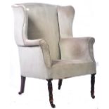 19TH CENTURY QUEEN ANNE REVIVAL WINGBACK FIRESIDE ARMCHAIR