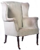 19TH CENTURY QUEEN ANNE REVIVAL WINGBACK FIRESIDE ARMCHAIR