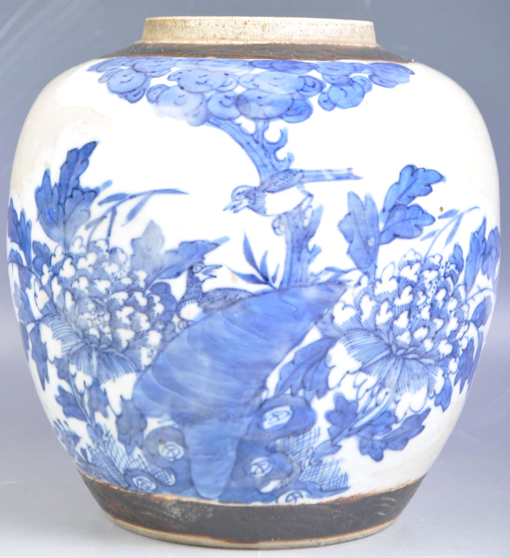 18TH CENTURY CHINESE BLUE & WHITE GINGER JAR