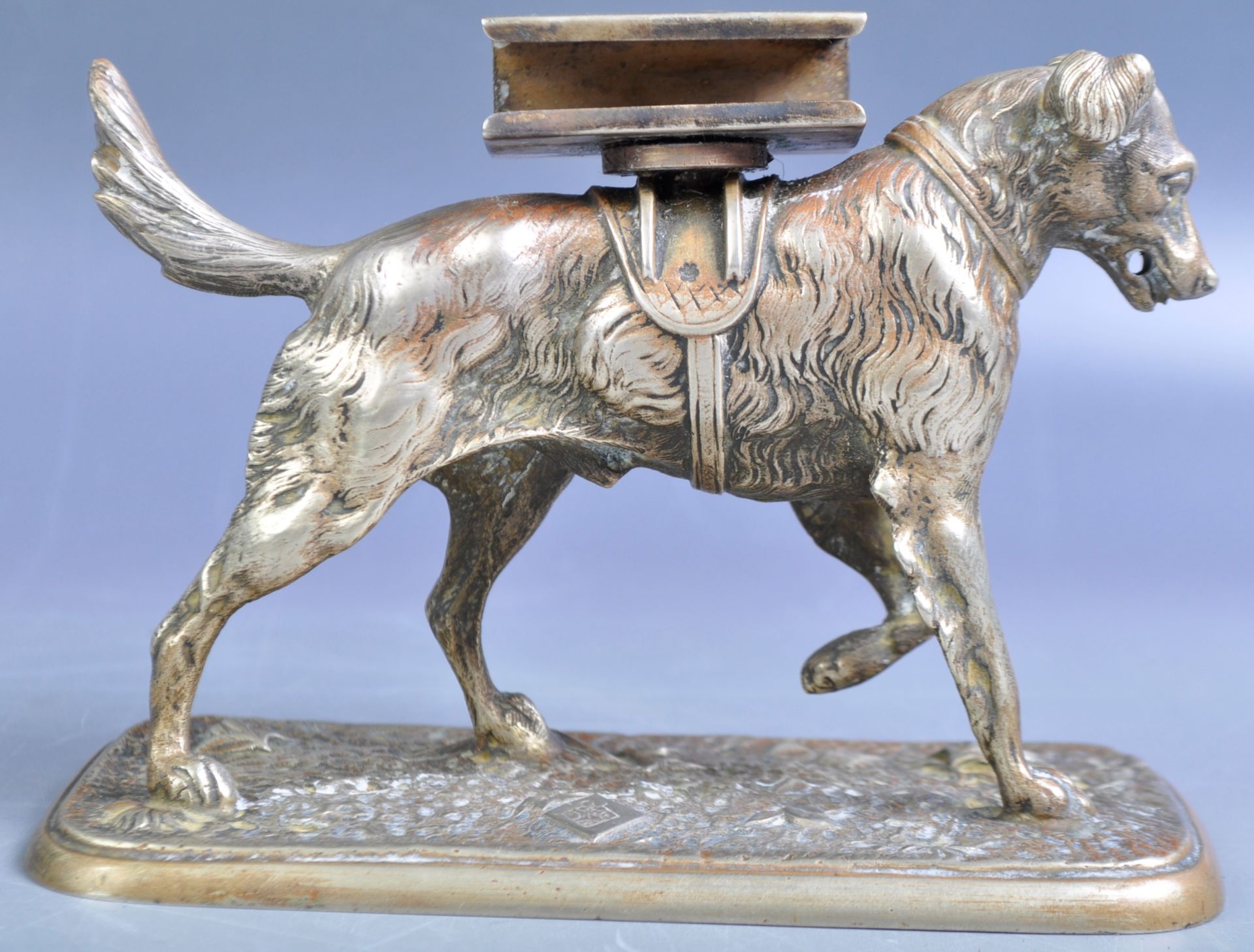 CHARMING SILVERED BRONZE DOG FIGURINE MATCHBOX HOLDER - Bild 2 aus 6