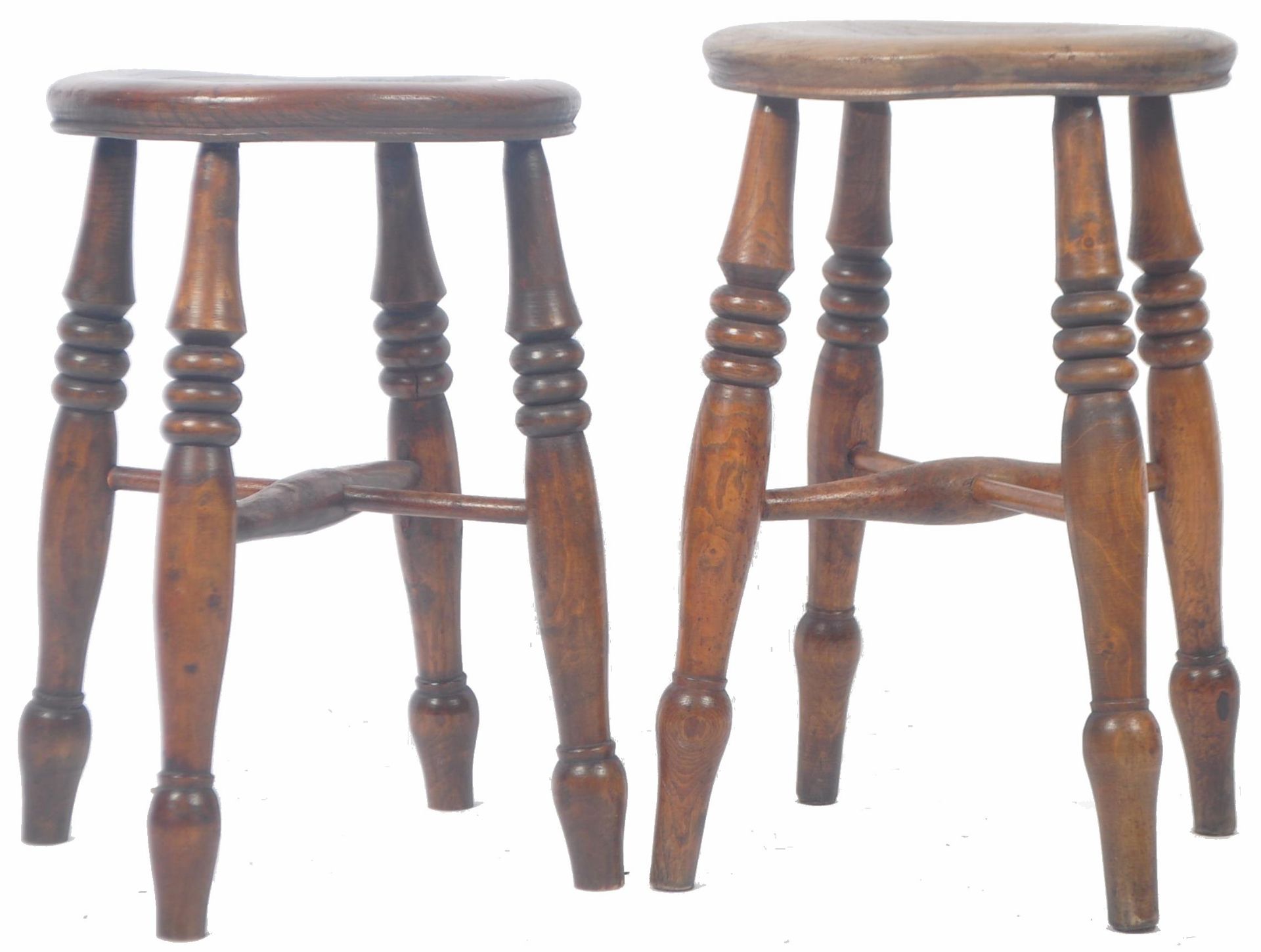 PAIR OF ANTIQUE VICTORIAN OAK AND ELM STOOLS