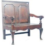 ANTIQUE 18TH CENTURY OAK TWO SEATER HALL SETTLE BENCH
