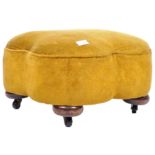 19TH CENTURY VICTORIAN FOOTSTOOL OF QUATREFOIL FORM