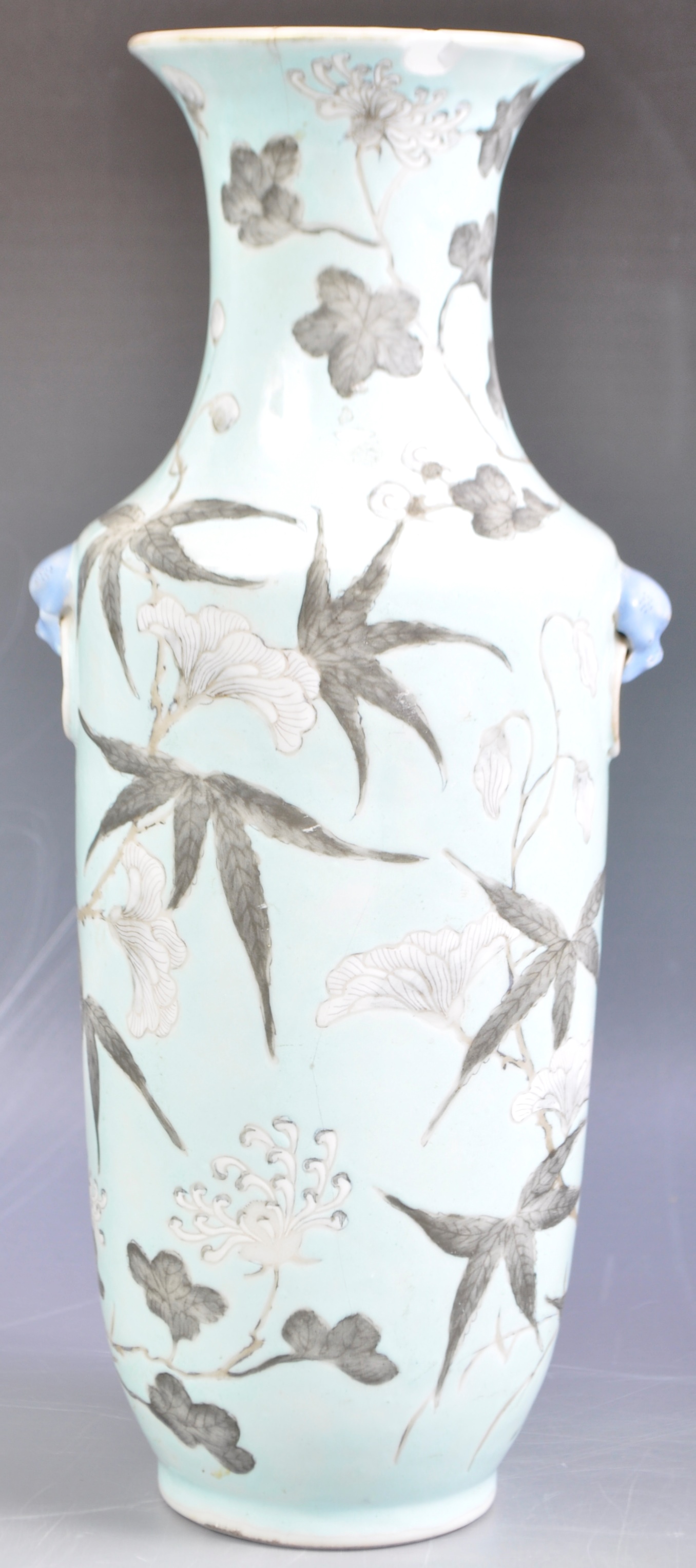 ANTIQUE 19TH CENTURY CHINESE PORCELAIN ROULEAU VASE IN TEAL - Image 2 of 7