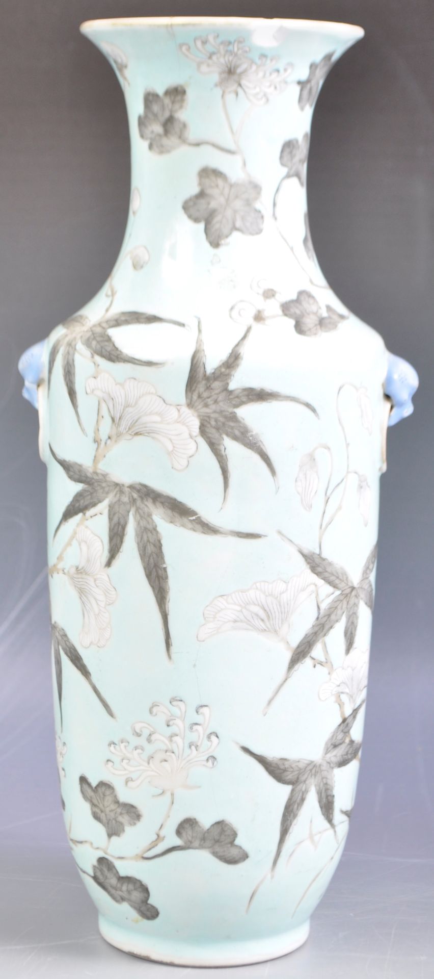ANTIQUE 19TH CENTURY CHINESE PORCELAIN ROULEAU VASE IN TEAL - Image 2 of 7