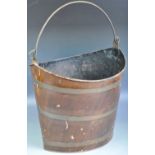 ANTIQUE IRISH FAUX MAHOGANY METAL PEAT BUCKET