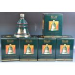 SET OF FIVE BELLS WHISKY 1995 CHRISTMAS DECANTERS