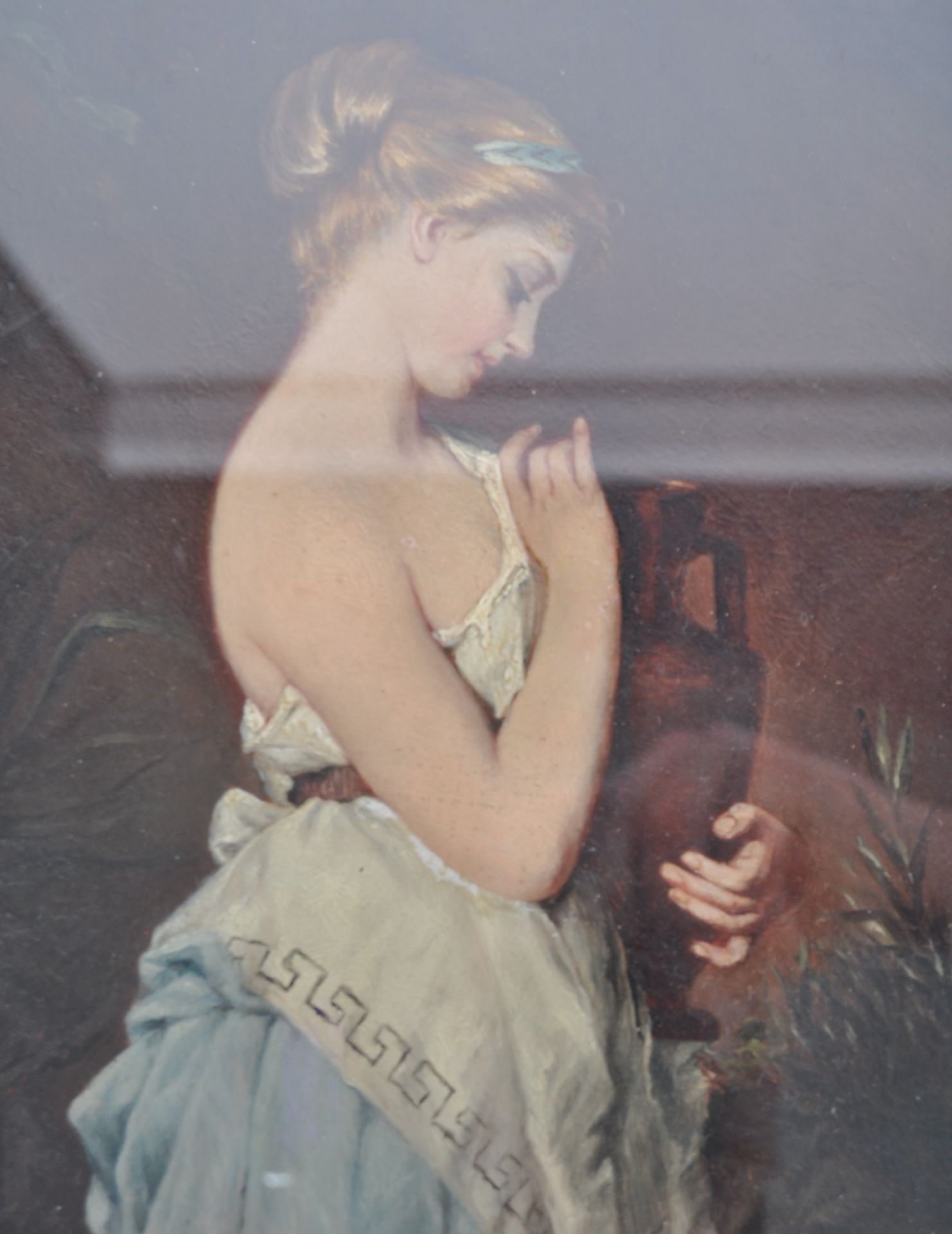 EARLY 20TH CENTURY OIL BOARD PAINTING OF A NEOCLASSICAL MAIDEN - Image 3 of 5