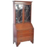 EDWARDIAN ASTRAGAL GLAZED BUREAU WRITING DESK BOOKCASE