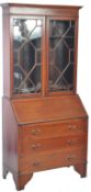 EDWARDIAN ASTRAGAL GLAZED BUREAU WRITING DESK BOOKCASE