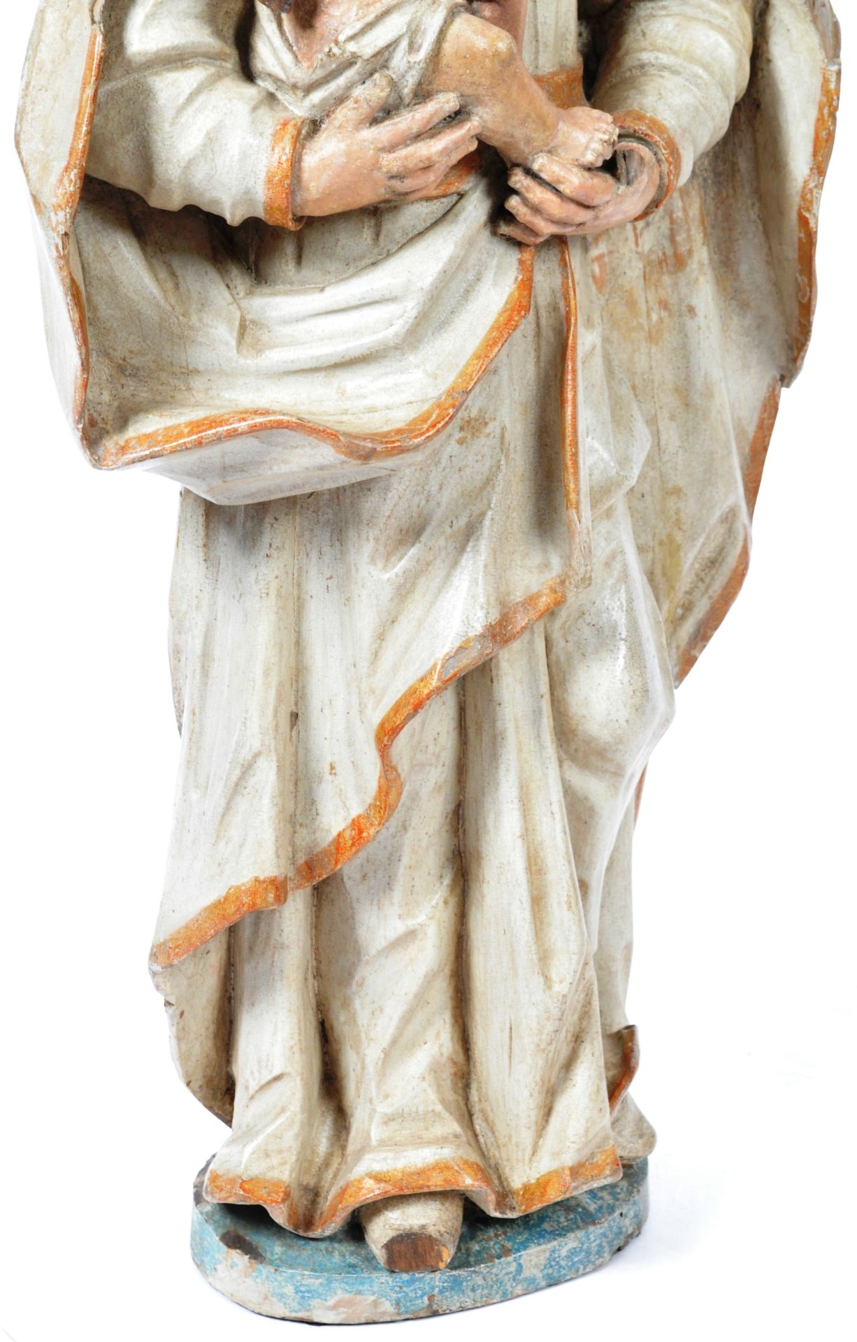 LARGE 18TH CENTURY CARVED FIGURE OF SAINT ANTHONY HOLDING CHRIST - Image 3 of 6