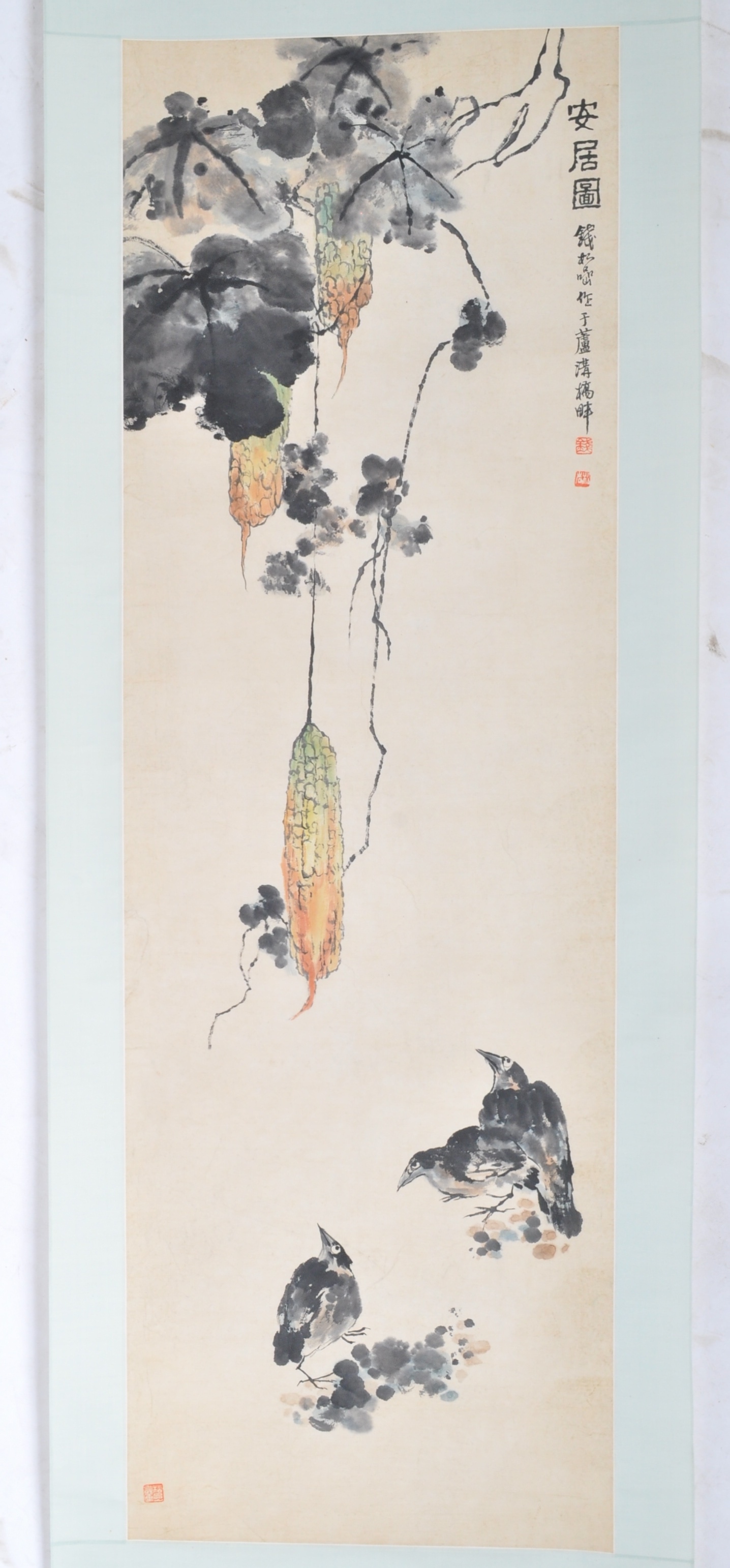QIAN SONGYAN (1898-1985) - A MOMENT OF PEACEFUL LIFE CHINESE SCROLL - Image 2 of 5
