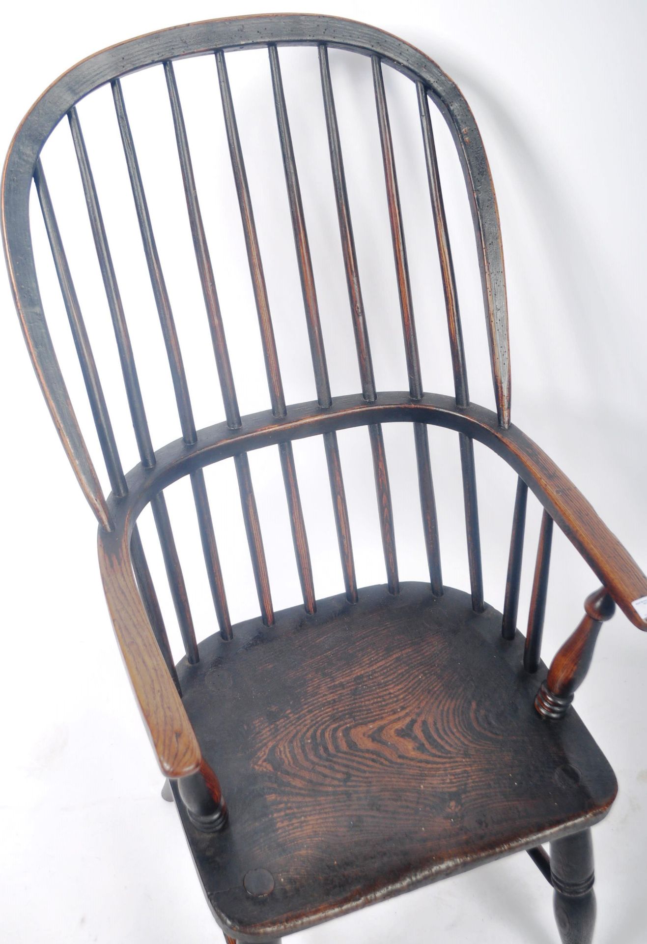 19TH CENTURY GEORGIAN OAK AND ELM WINDSOR ARMCHAIR - Image 3 of 7