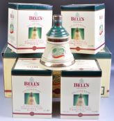 SET OF FOUR BELLS WHISKY 1998 CHRISTMAS DECANTERS