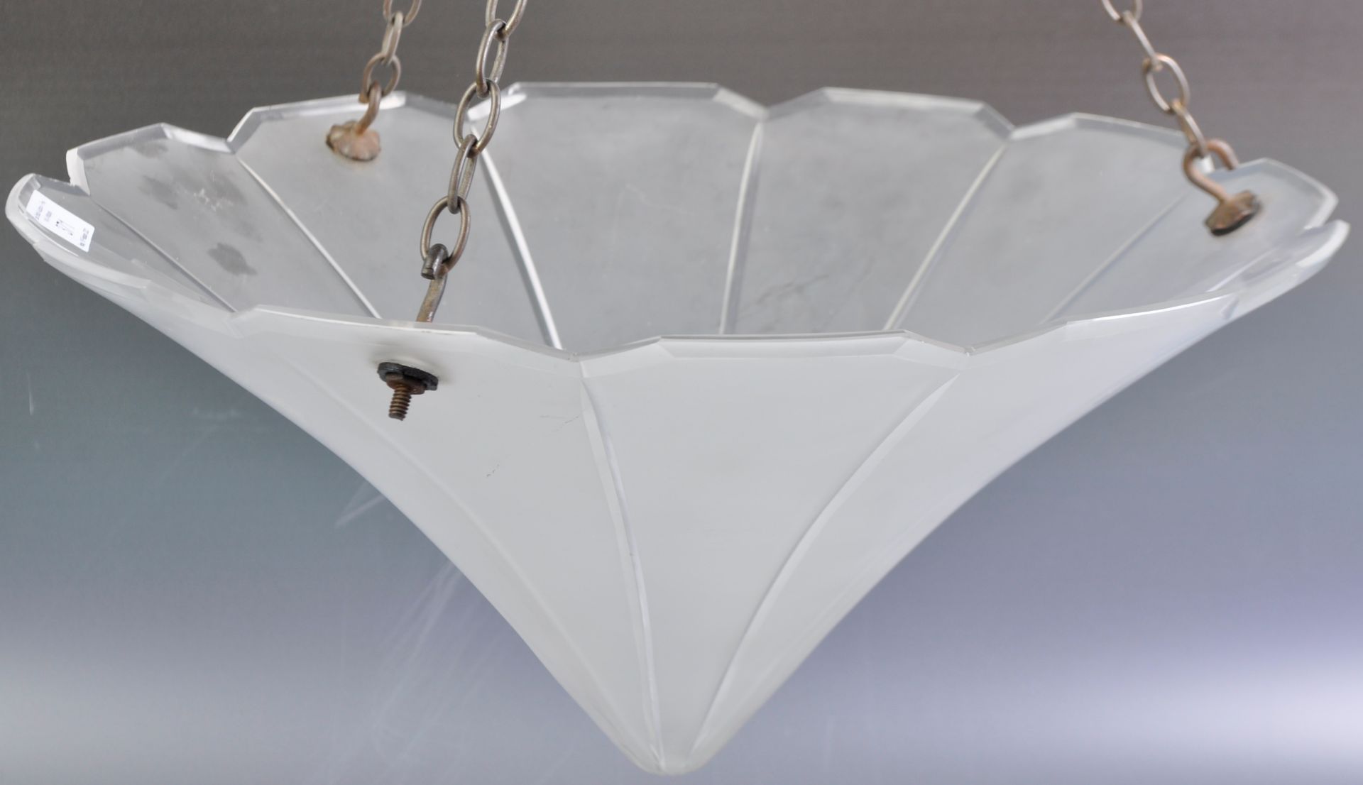 19TH CENTURY VICTORIAN CUT FROSTED GLASS CEILING HANGING SHADE - Image 3 of 4