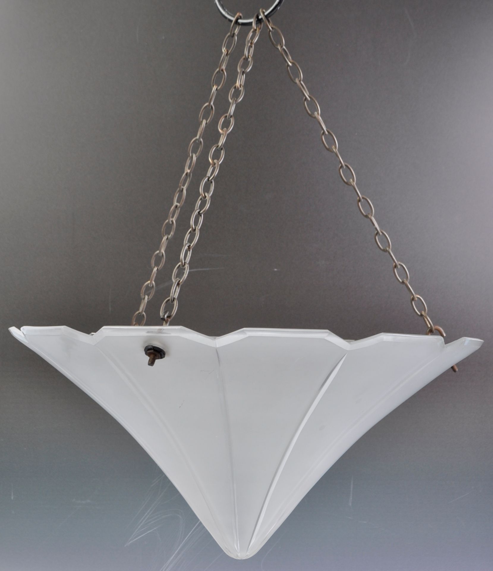 19TH CENTURY VICTORIAN CUT FROSTED GLASS CEILING HANGING SHADE