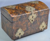 19TH CENTURY ENGLISH PAPIER MACHE BURR EFFECT TEA CADDY