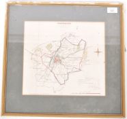 20TH CENTURY LITHOGRAPH HAND COLOURED MAP OF CANTERBURY