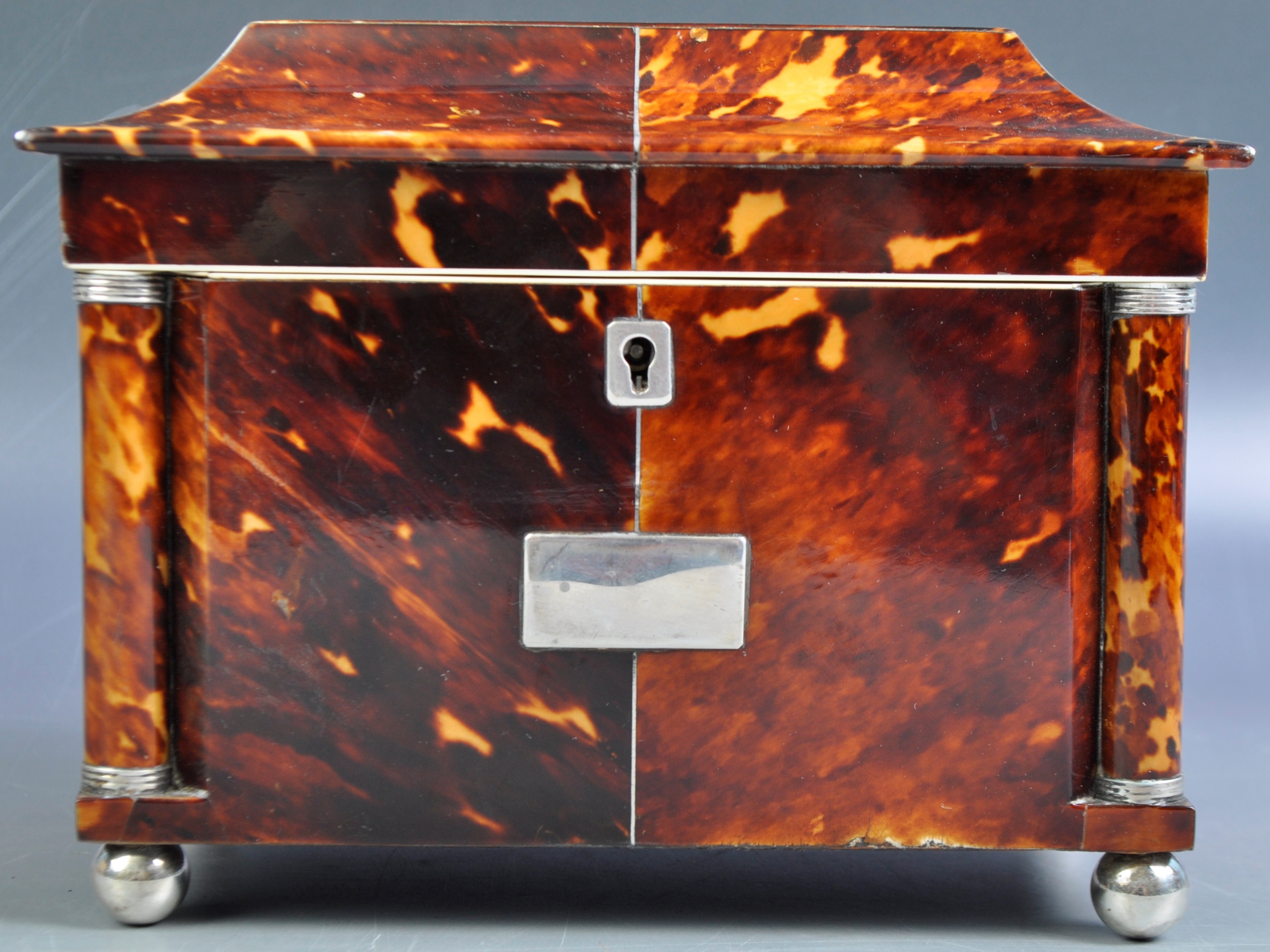 STUNNING 19TH CENTURY BLONDE TORTOISESHELL TEA CADDY - Image 5 of 5