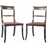 PAIR OF ANTIQUE GEORGIAN TRAFALGAR PAINTED SIDE CHAIRS