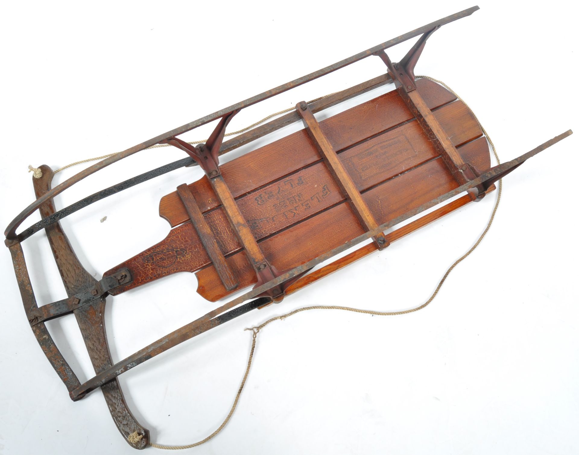 ANTIQUE AMERICAN THE FLYER WOODEN AND METAL SLEIGH - Bild 7 aus 12