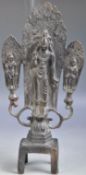 ANTIQUE HINDU BRONZE VISHNU WITH CONSORTS ALTAR PIECE