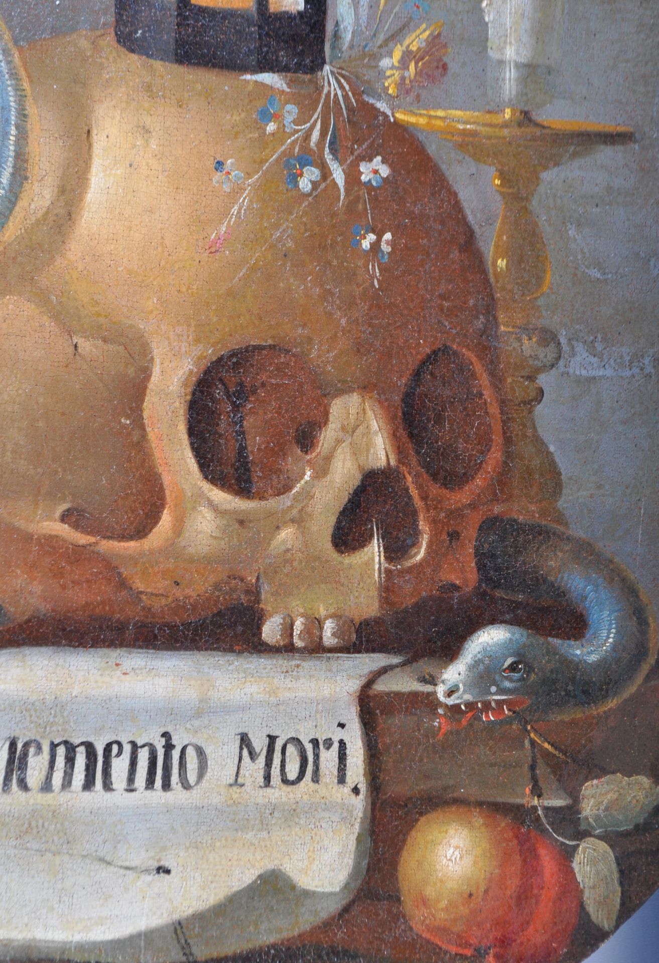 RARE 17TH CENTURY ITALIAN MEMENTO MORI OIL PAINTING - Bild 2 aus 6