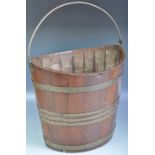 ANTIQUE 18TH CENTURY IRISH MAHOGANY AND BRASS PEAT BUCKET