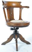 19TH CENTURY VICTORIAN OAK SWIVEL SHIPS CAPTAINS DESK CHAIR