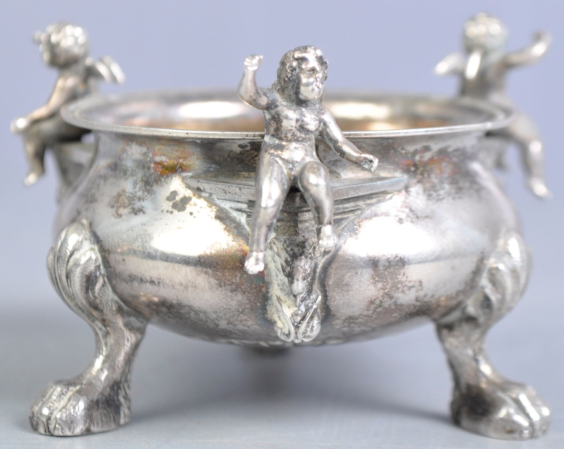 ANTIQUE ITALIAN SILVER CHERUB TABLE SALT CONDIMENT