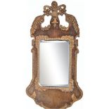 ANTIQUE 18TH CENTURY PARCEL GILT AND WALNUT PIER MIRROR