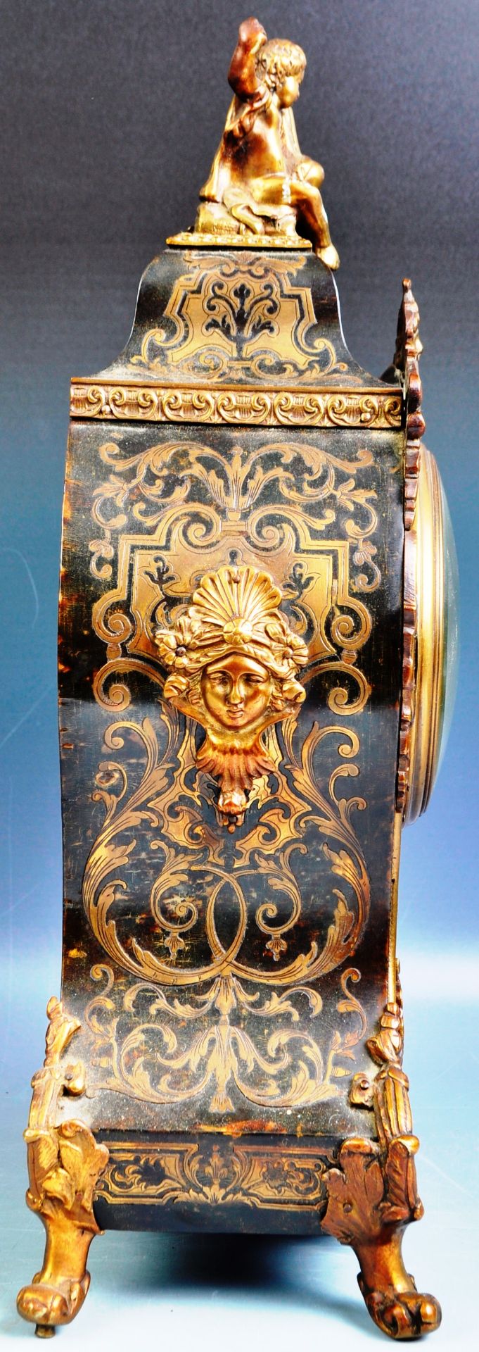 STRIKING FRENCH 19TH CENTURY BOULLE WORK TABLE CLOCK - Image 2 of 9