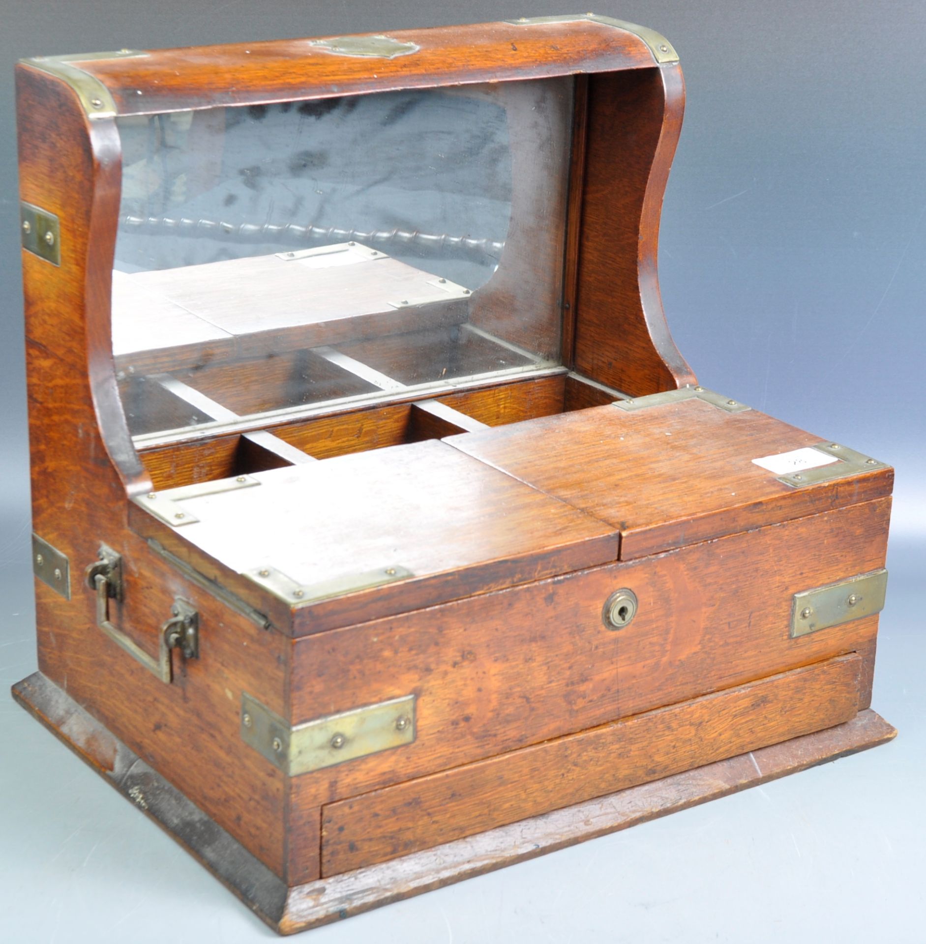 ANTIQUE 19TH CENTURY OAK DECANTER BOX TEA CADDY COMPENDIUM