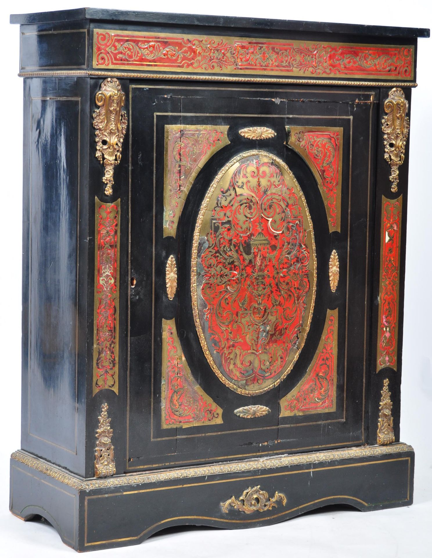 19TH CENTURY BOULLE WORK RED TORTOISESHELL PIER CABINET