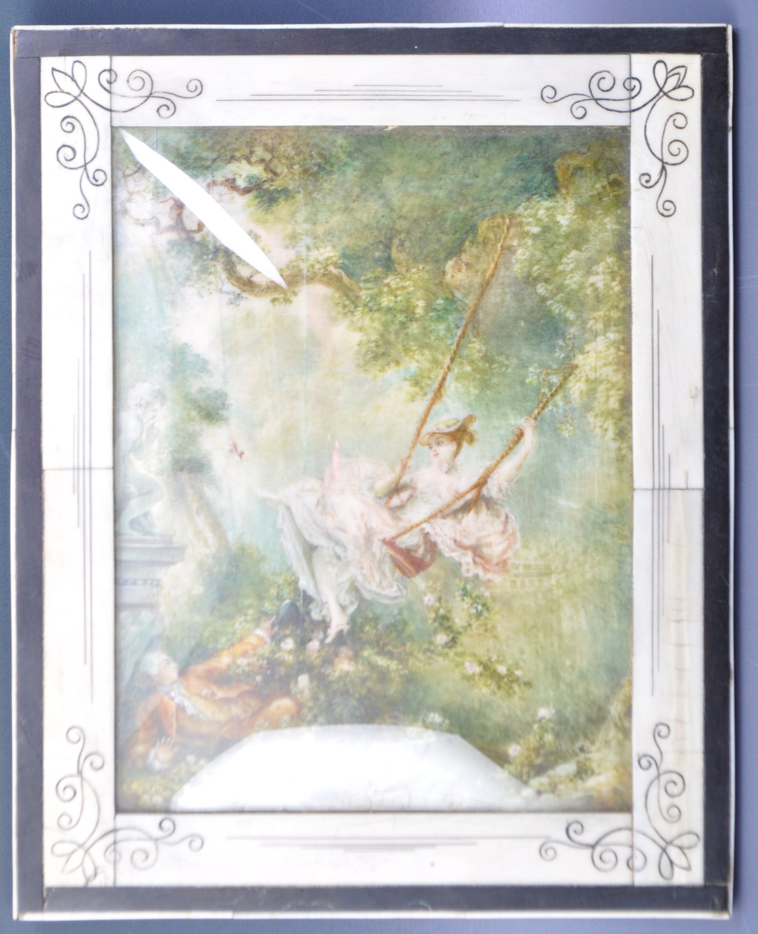 AFTER JH FRAGONARD - THESWING - IVORY PANEL PAINTING