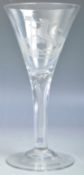 18TH CENTURY GEORGIAN ARMORIAL ENGRAVED PLAIN STEM WINE GLASS